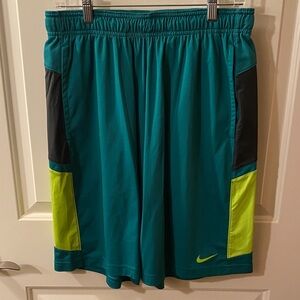 Nike Dri-Fit Men's Green and Lime Athletic Shorts